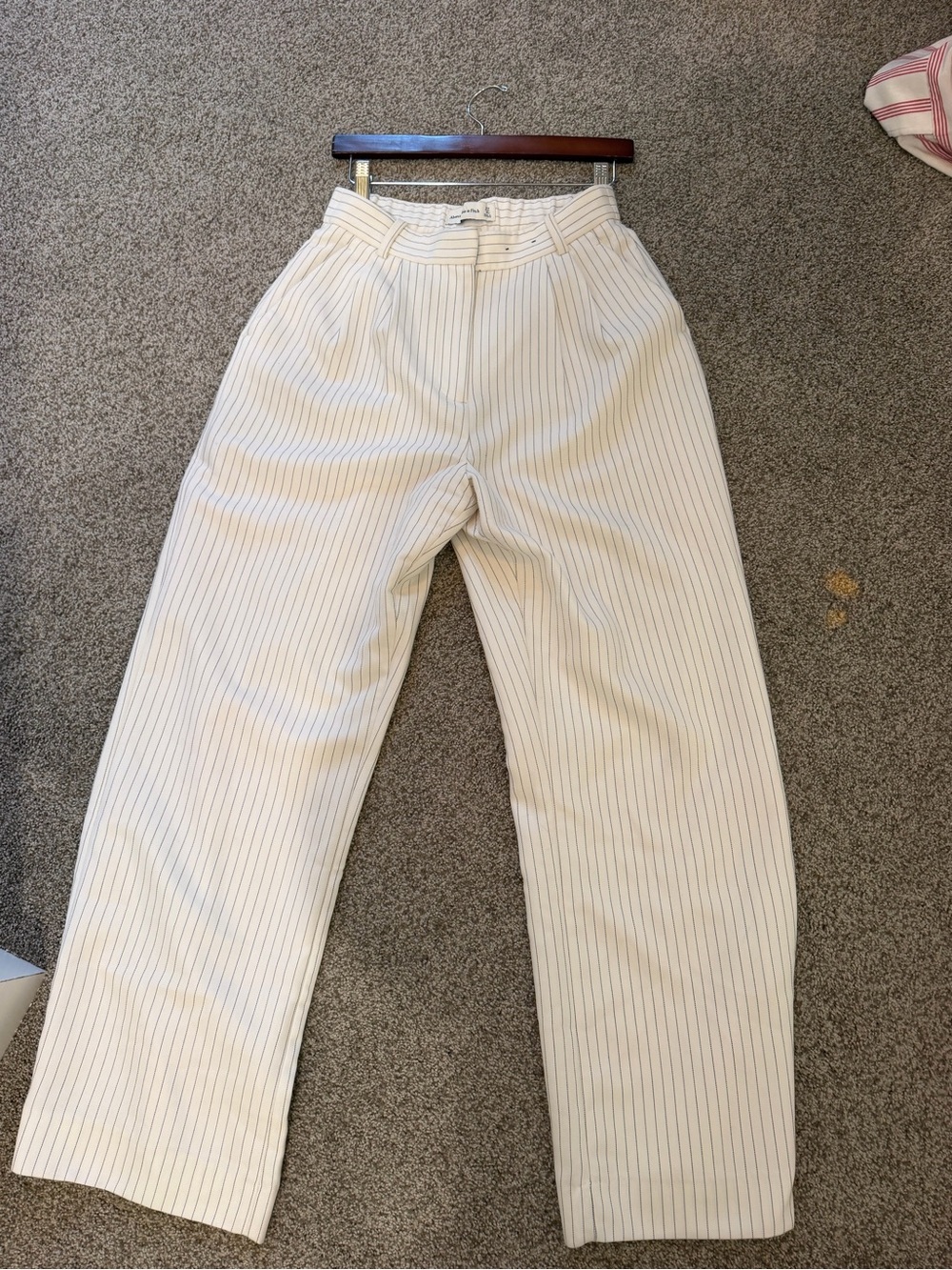Cream Pinstripe High-Waist Wide-Leg Curve Love Dress Pants